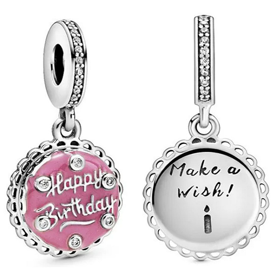 Sterling Silber 925 Geburtstagstorte Rosa, Geburtstag Armband Anhänger
