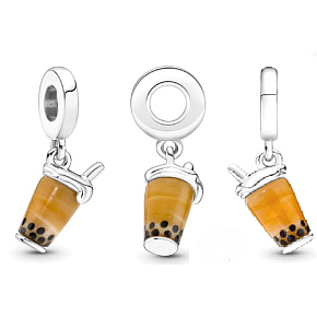 Charm Sterling Silber 925 Bubble Tea - Milchtee, Armband-Anhänger, Essen & Trinken