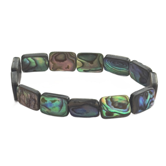 Paua mušle / Abalon s duhovou hrou barev náramek 10 x 17 mm / 16 - 17 cm, symbol ochrany a životní rovnováhy