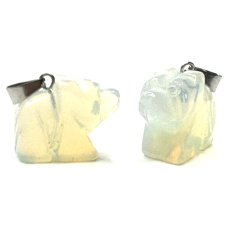 Opalit Bär Anhänger, Kunststein handgeschliffene Figur 1,8 x 2,5 x 8 mm, Wunsch- und Hoffnungsstein