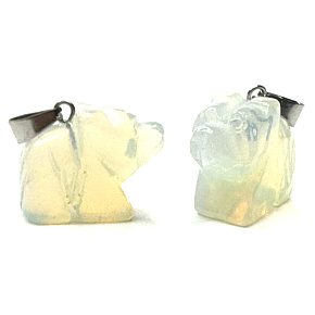 Opalit Bär Anhänger, Kunststein handgeschliffene Figur 1,8 x 2,5 x 8 mm, Wunsch- und Hoffnungsstein