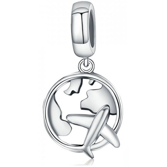 Sterling Silber 925 Travel is Life - Flug durch die Welt, Reise-Anhänger-Armband