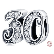 Charme Sterling Silber 925 30 Jahrestag, Perle auf Armband