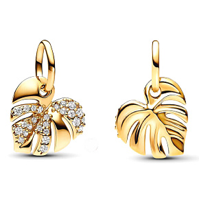 Charms Sterling Silber 925 Tropical Plant Monstera, Pflanzen Armband Anhänger