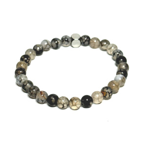 Achat geädert, Drachenarmband elastischer Naturstein, Kugel 6- 6,8 mm / 16 - 17 cm