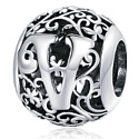 Sterling Silber 925 Magic Alphabet Buchstabe V mit Blumen, Perle für Armband