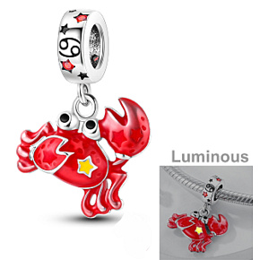 Sterling Silber 925 leuchtend - Sternzeichen Krebs, Anhänger für Armband