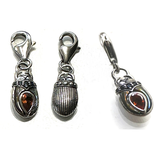 Charm Sterling Silber 925 Skarabäus, Tierarmband-Anhänger