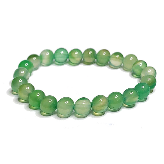 Achat grünes Armband elastischer Naturstein, Kugel 8 mm / 16-17 cm, symbolisiert das Element der Erde
