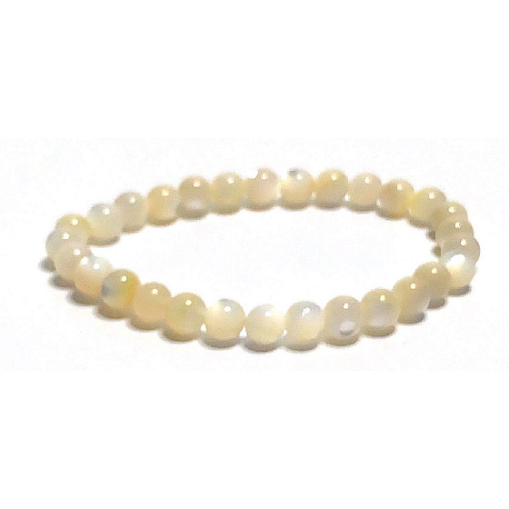 Elastisches Perlenarmband aus Naturmuschel, Kugel 6 mm / 16-17 cm, Symbol der Weiblichkeit