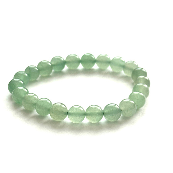 Elastisches Armband aus grünem Aventurin, Naturstein, Kugel 8 mm / 16 - 17 cm, Glücksstein