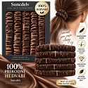 Seiden-Haargummi aus 100 % natürlicher Seide – schonendes Scrunchie, schokoladenbraun, 5 Stück