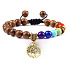 Chakra-Armband Baum des Lebens + Holz, Heilung, handgestrickt, verstellbare Größe, Kugel 8 mm