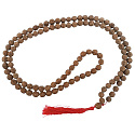 108 Mala Shiva Rudraksha, Meditationsschmuck, natürliche indische Samen, geknotet, elastisch, handgefertigt, Quaste 8 cm, Perle 7-8 mm