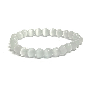 Selenit/Alabaster-Armband elastischer Naturstein, Kugel 8 mm / 16 - 17 cm, Engelsenergie Selenit/Alabaster-Armband elastischer Naturstein, Kugel 8 mm / 16 - 17 cm, Engelsenergie