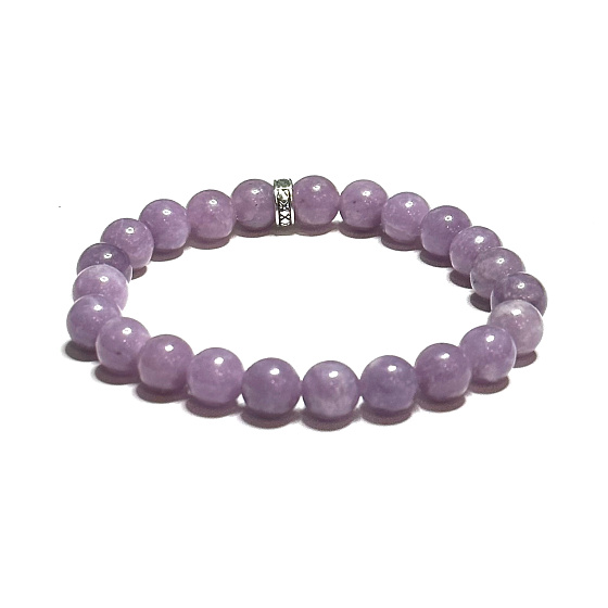 Lepidolith rosa Armband elastisch Naturstein, Kugel 8 mm / 16-17 cm, Sportler Amulett