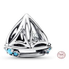 Charm Sterlingové stříbro 925 Plachetnice, korálek na náramek cestování