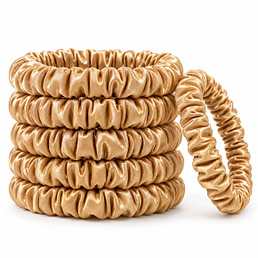 Haargummi aus Seide aus 100 % natürlicher Seide – schonendes Scrunchie, goldfarben