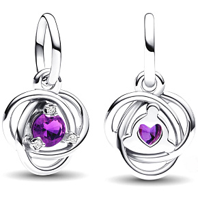 Charme Sterling Silber 925 Violett Ewigkeit Kreis Februar, Anhänger am Armband Symbol