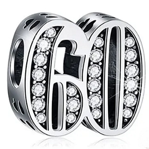 Charme Sterling Silber 925 60 Jahrestag, Perle auf Armband