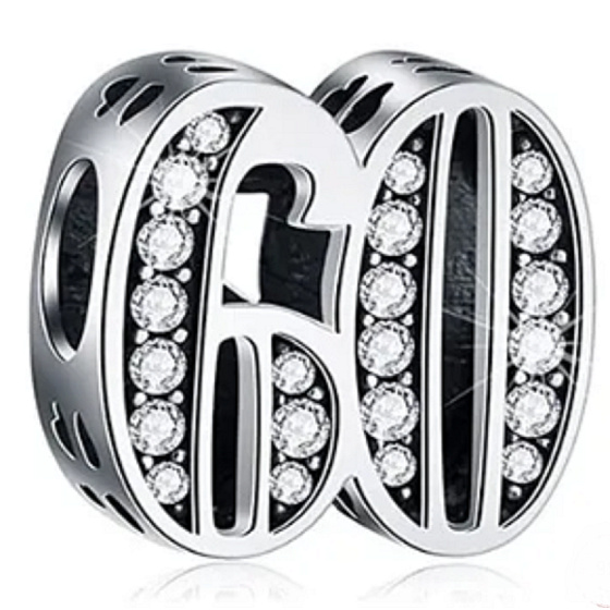 Charme Sterling Silber 925 60 Jahrestag, Perle auf Armband