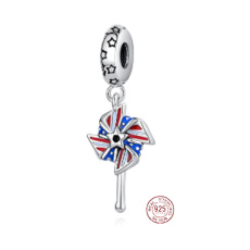 Sterling Silber 925 USA Pinwheel, Reisearmband Anhänger