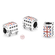 Sterling Silber 925 London Doubledecker Bus, Reise Armband Perle