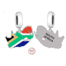 Charm Sterlingsilber 925 Südafrika Flagge - schwingende Karte, Anhänger für Reise-Armband Charm Sterlingsilber 925 Südafrika Flagge - schwingende Karte, Anhänger für Reise-Armband