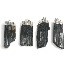 Turmalin / Scoryl in Metallanhänger Naturstein ca. 3,5 - 5 cm 1 Stück, Hüter der guten Laune