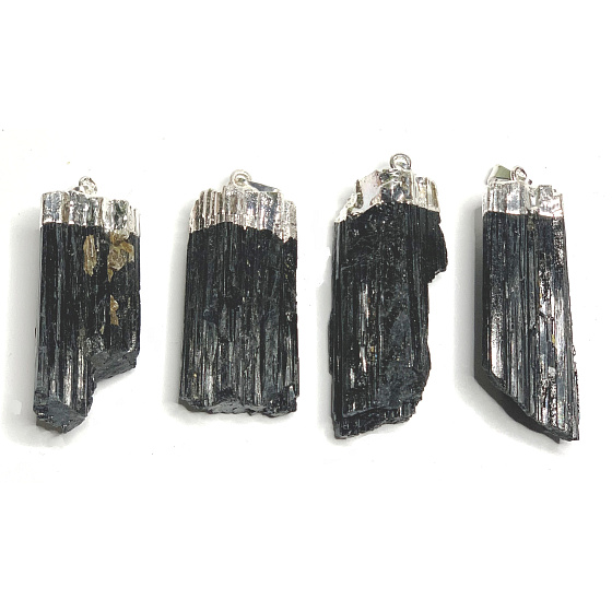 Turmalin / Scoryl in Metallanhänger Naturstein ca. 3,5 - 5 cm 1 Stück, Hüter der guten Laune