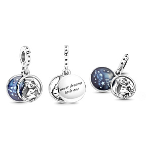 Sterling Silber 925 Disney Dumbo und seine süßen Träume, 2in1 Anhänger Armband Familie