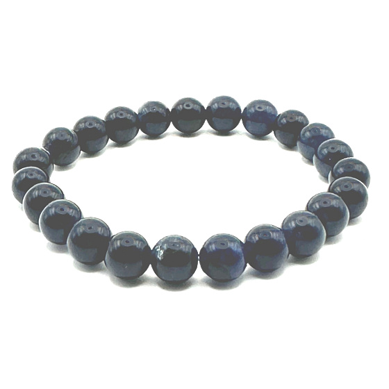 Saphirarmband elastischer Naturstein, Kugel 8 mm / 16-17 cm, Stein der Weisheit, Wahrheit und Intuition