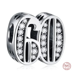 Charme Sterling Silber 925 60 Jahrestag, Perle auf Armband