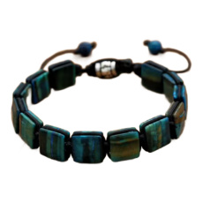 Tygří oko modrý náramek pletený přírodní kámen 10 x 10 x 5 mm / 18,5 mm, posuvné zapínání, kámen slunce a země, přináší štěstí a bohatství