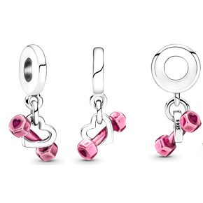 Charme Sterling Silber 925 Chinka und Herz, Anhänger am Armband Sport