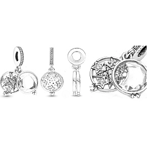 Charm Sterling Silber 925 Magnified Star, 2in1 Weltraum Armband Anhänger