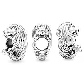 Charm Sterling Silber 925 Merlion Symbol Syngapuru, Reisearmband Perle
