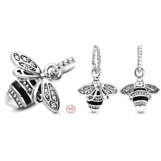 Charms Sterling Silber 925 Bienenkönigin schimmernder, tierischer Armband-Anhänger