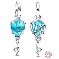 Charm Sterling Silber 925 Blau Murano Glas Ballon, Armband Anhänger Symbol