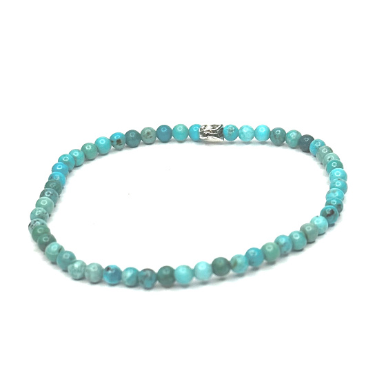 Türkisarmband elastisch Naturstein, Kugel 4 mm / 16 - 17 cm, Borstenstein, Talisman der Reisenden und Tierfreunde