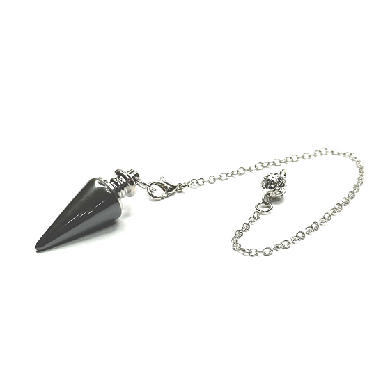 Hämatit Pendel 3,5 cm + Kette mit Kugel 18 cm, gesunder Blutstein