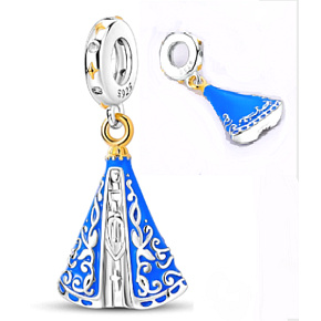 Sterling Silber 925 Religiöser Charme Virgin San Juan Lagos Heilige Jungfrau Maria verehrt von Mexikanern und Texanern, Anhänger Armband