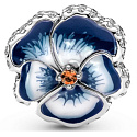 Sterling Silber 925 Blaues Stiefmütterchen, Perle für Armband natur