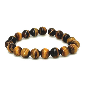 Tigerauge gelb Armband elastisch Naturstein, Kugel 10 mm / 16-17 cm, Stein der Sonne und Erde, bringt Glück und Reichtum