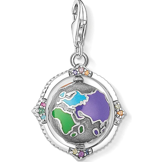 Charme Sterling Silber 925 Pivot Globus, Karabinerverschluss Reise Armband Anhänger