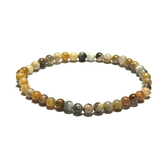 Achate Verrücktes elastisches Armband aus Naturstein, Kugel 4 mm / 19 cm, Stabilität, Energie, Selbstvertrauen