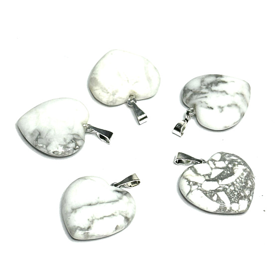 Magnesit / Howlite White Heart Anhänger Naturstein 20 mm, Reinigung Stein
