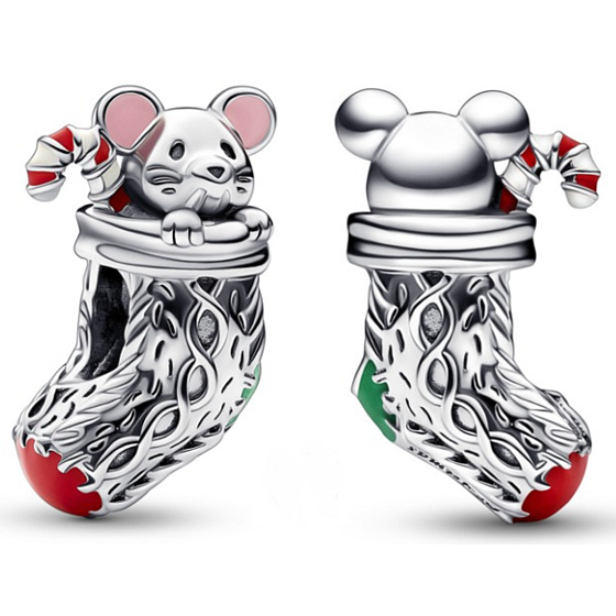 Sterling Silber 925 Maus im Weihnachtsstrumpf, Weihnachtsarmband Perle