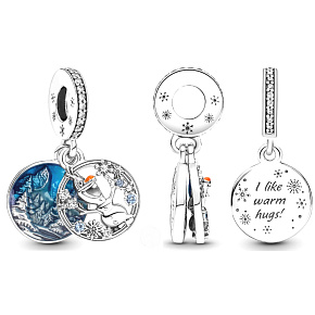 Charms Sterling Silber 925 Disney Ice Kingdom, Olaf 2in1, Armband Anhänger