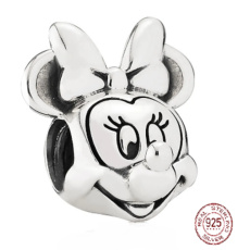 Charme Sterling Silber 925 Disney Minnie Porträt, Perle auf Armband